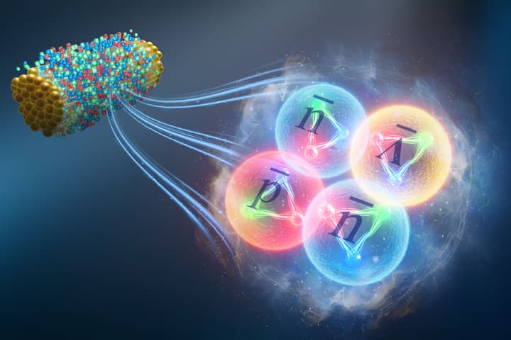 An illustration of the newly discovered antimatter nucleus, antihyperhydrogen-4