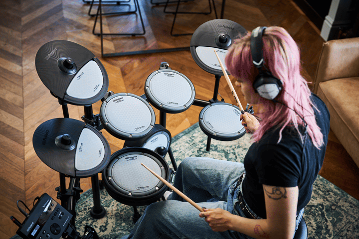 They're by no means completely silent, but housemates should have less cause to complain about the noise of practice with Roland's V-Drums Quiet Design kits