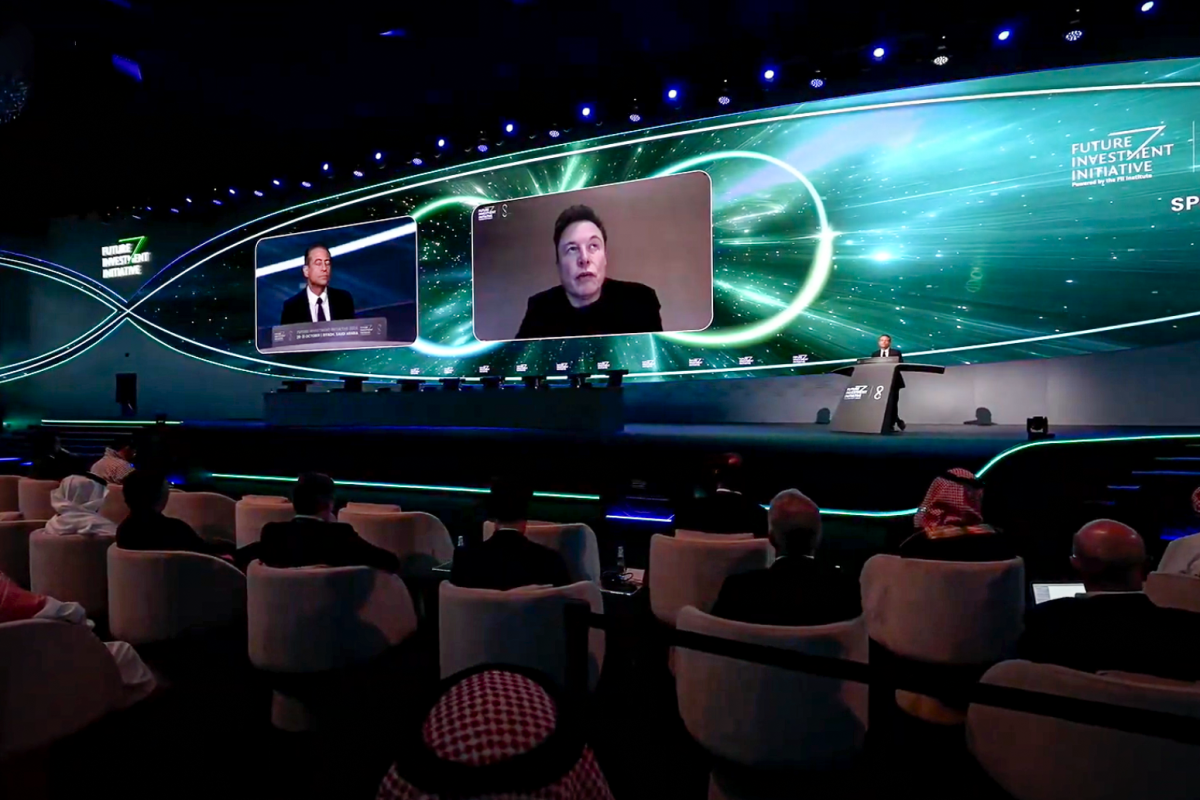 Elon Musk and Peter Diamandis discuss the future of AI, among other things, at an FII Institute event in Riyadh