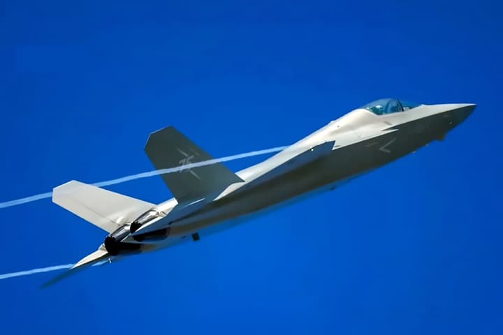 The Shenyang J-35A, the predecessor to the J-36, in flight