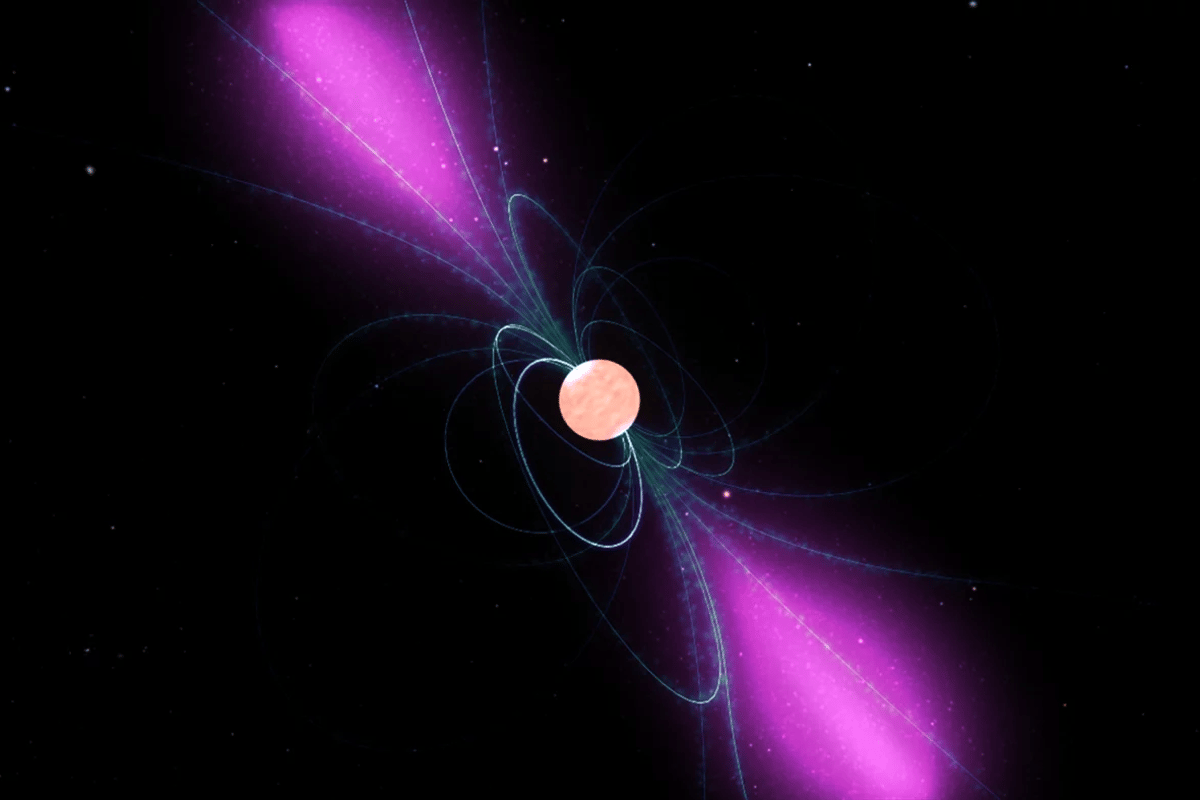 An artist's impression of a pulsar, thought to be the source of the newly detected high-energy electrons