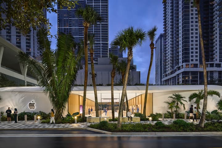 Apple from the tree: The world's first timber Apple Store has been completed in Miami, Florida