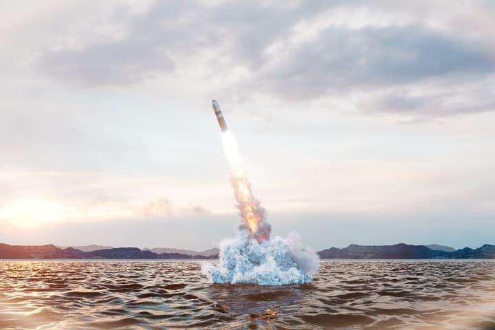 A Trident II missile test launching