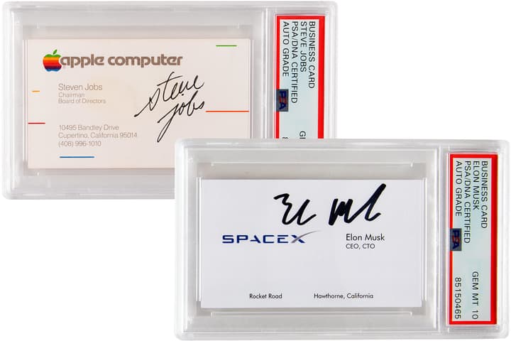 As we publish this article, these two cards from technology entrepreneurs Steve Jobs and Elon Musk are now the two most expensive business cards that have ever been sold - and the auction doesn't finish until 21 March 2024 at 6 p.m. ET with extended bidding likely.