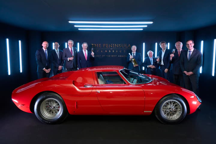 Each year, Peninsula Classics assembles a formidable team that judges the winners of the leading Concours d'Elegance in the world against each other and names a winner - the Peninsula Classics "Best of the Best" Award. That’s Andrea Modena from Ferrari Classiche accepting the Best Of The Best 2024 Award on behalf of the winning car's owner Mr. Chris Cox