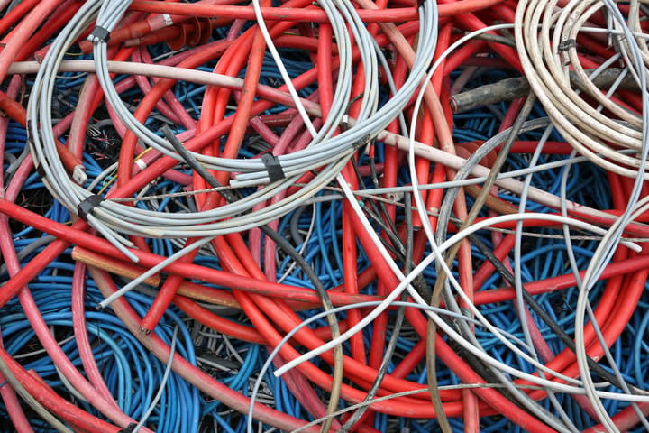 The new technique quickly and cheaply carbonizes the PVC insulation on wires like these, leaving behind undamaged copper